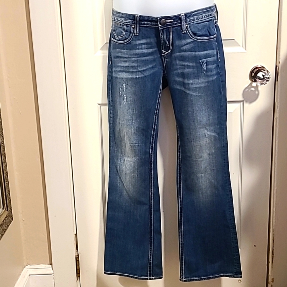 Rerock for Express, distressed, boot cut jeans. Size 8R. - Picture 1 of 10